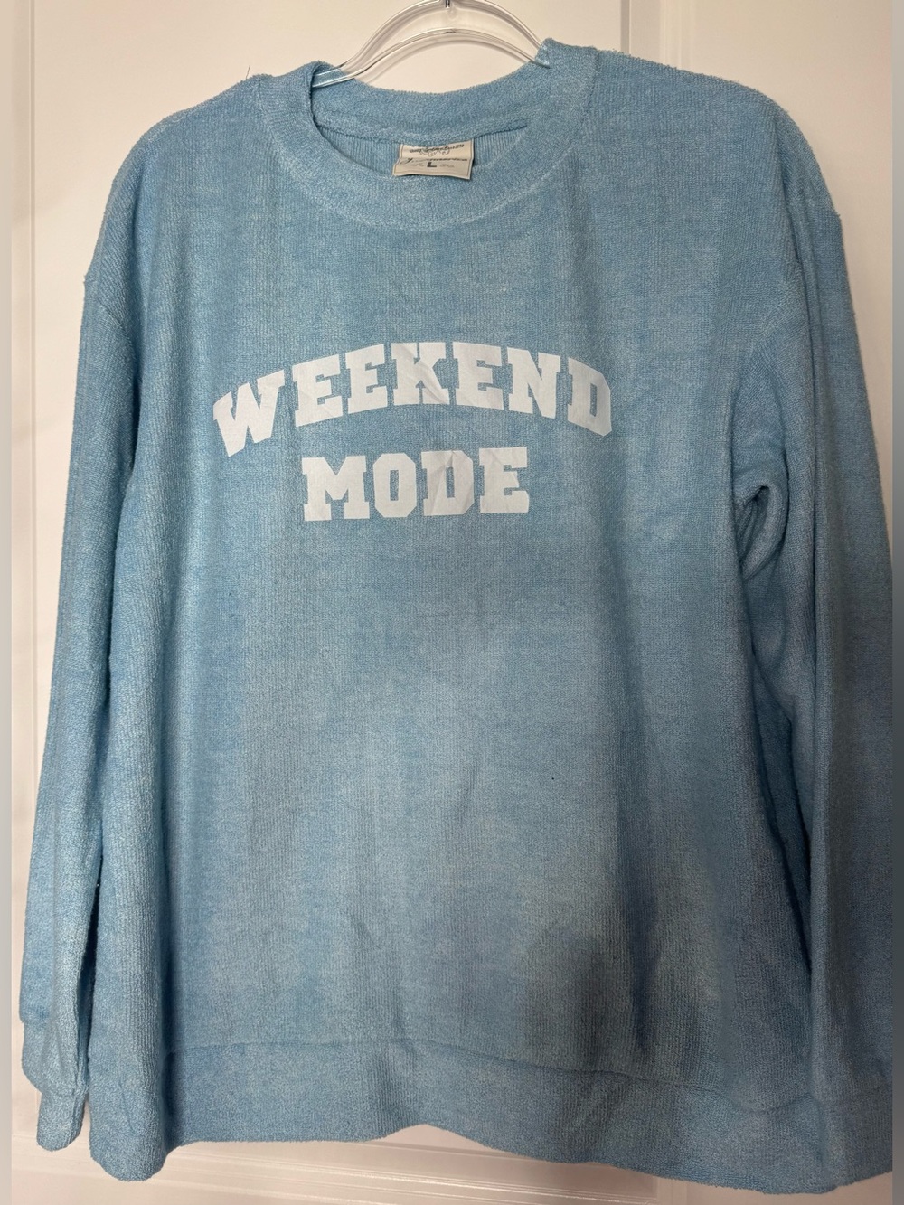 J. America Light Blue Terry cloth Pullover Sweatshirt LG comfy cotton oversized
